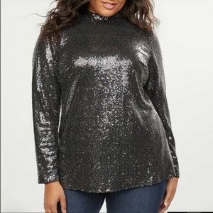 NWT Sequin mock neck long sleeve top - Lane Bryant